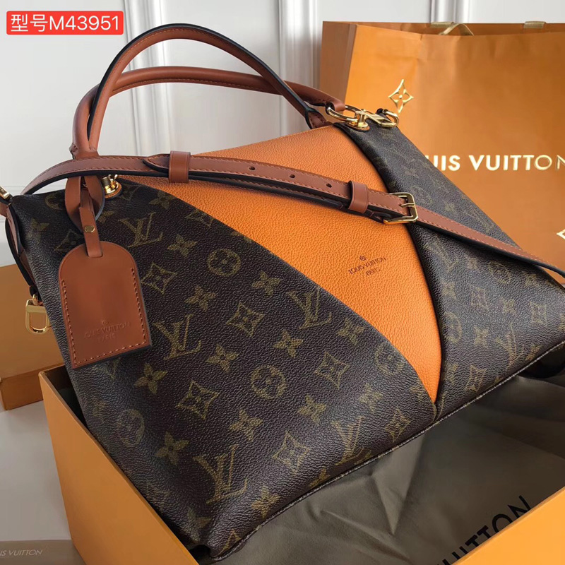 M43951 LV V Tote MM手袋 Monogram帆布老花女包 LV女包 LV托特包 橙色