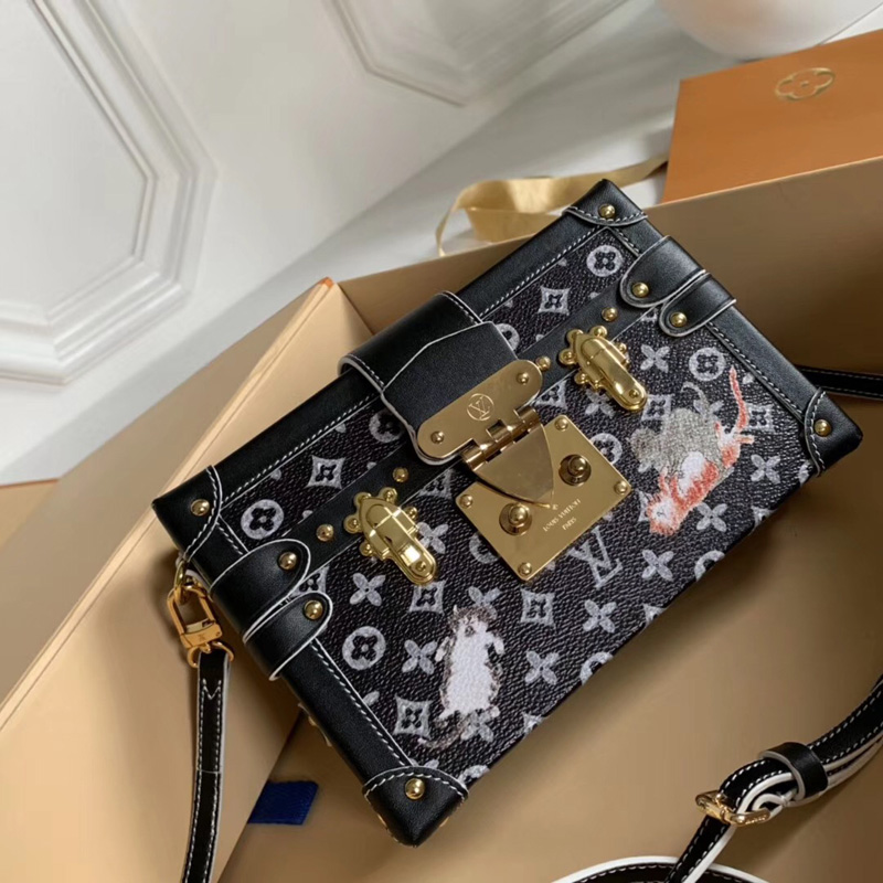 M44437 LV PETITE MALLE 手袋 LV2019貓犬圖案新款女包 LV盒子包