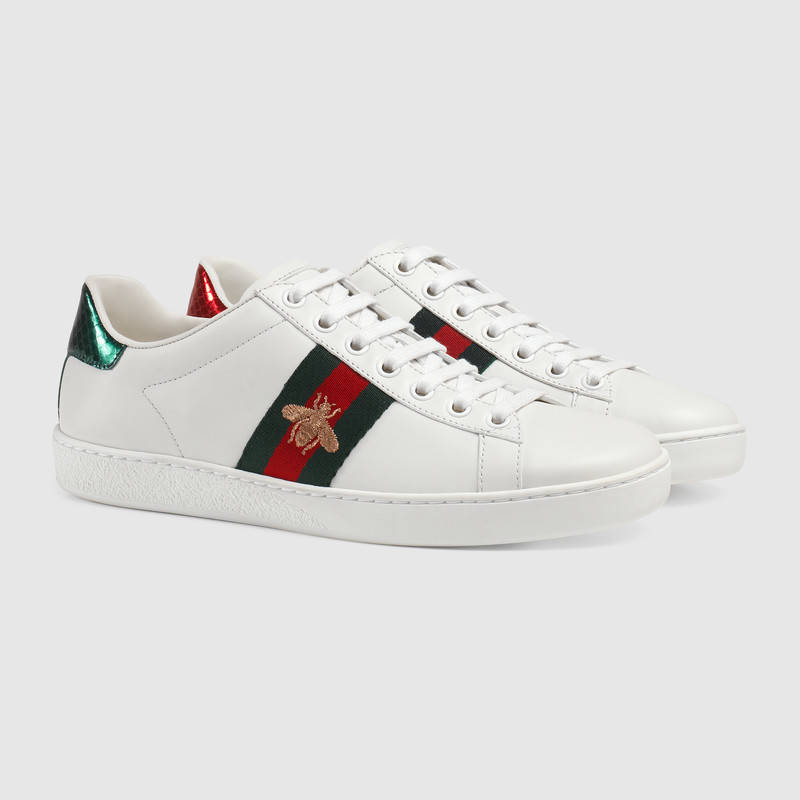 431942 GUCCI Ace系列 金色蜜蜂刺繡 低幫運動鞋 白色
