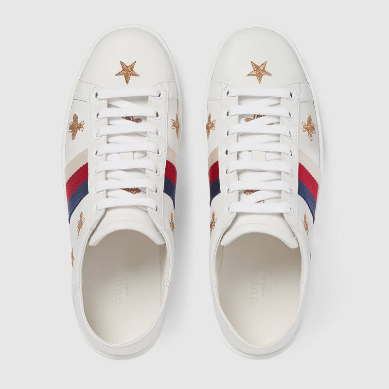 498205 GUCCI Ace系列 蜜蜂和星星刺繡 低幫運動鞋 白色