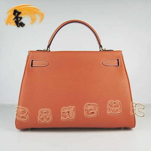 6108 Hermes新款 橙色荔枝紋牛皮斜挎包 Hermes手提包 Hermes Kelly 凱莉包