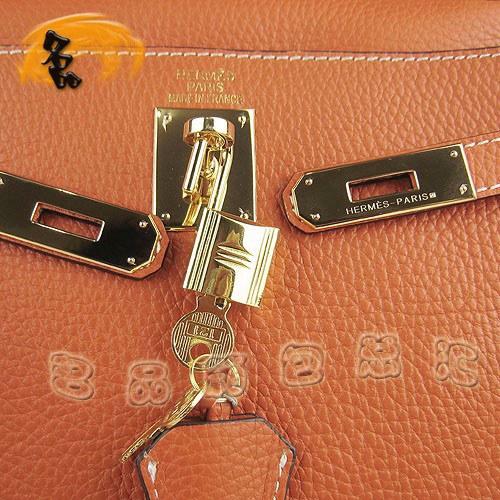6108 Hermes新款 橙色荔枝紋牛皮斜挎包 Hermes手提包 Hermes Kelly 凱莉包