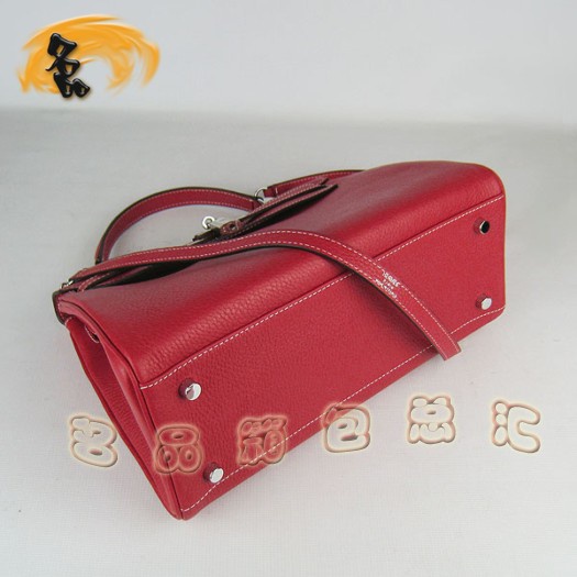 6108 Hermes 斜跨包 Hermes Kelly 凱莉包 32cm 愛馬仕荔枝紋女士 手提包 銀扣