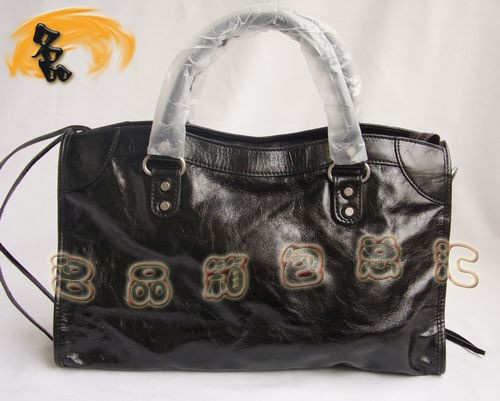 084332 BALENCIAGA最新款黑色牛皮時尚女士手提包 巴黎世家機車包 斜挎包