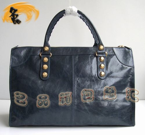 084334B 經(jīng)典款寶藍(lán)色牛皮時(shí)尚女包 BALENCIAGA巴黎世家 機(jī)車包 手提包