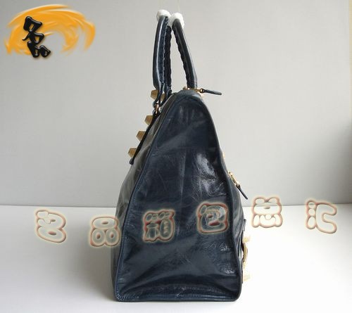 084334B 經(jīng)典款寶藍(lán)色牛皮時(shí)尚女包 BALENCIAGA巴黎世家 機(jī)車包 手提包