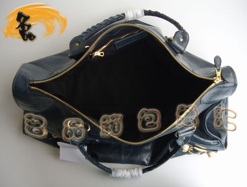 084334B 經(jīng)典款寶藍(lán)色牛皮時(shí)尚女包 BALENCIAGA巴黎世家 機(jī)車包 手提包