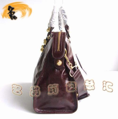 084338B BALENCIAGA經(jīng)典款機車包 巴黎世家熱賣 深啡色牛皮女士手提包