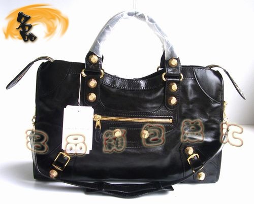 084338B 巴黎世家熱賣新款斜挎包 黑色牛皮時尚女士手提包 BALENCIAGA機車包