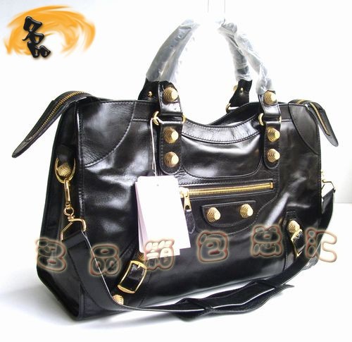 084338B 巴黎世家熱賣新款斜挎包 黑色牛皮時尚女士手提包 BALENCIAGA機車包