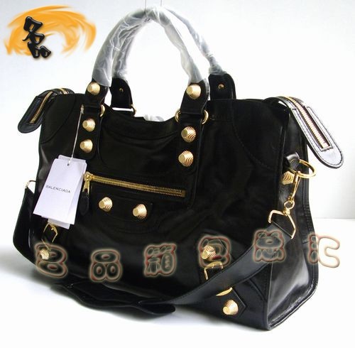 084338B 巴黎世家熱賣新款斜挎包 黑色牛皮時尚女士手提包 BALENCIAGA機車包