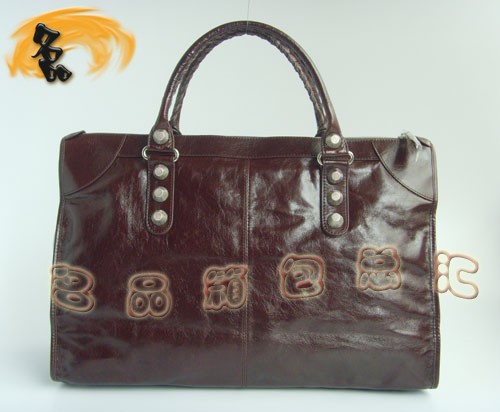 084334A 超A1:1品質 巴黎世家經典款機車包 BALENCIAGA啡色時尚牛皮女士手提包