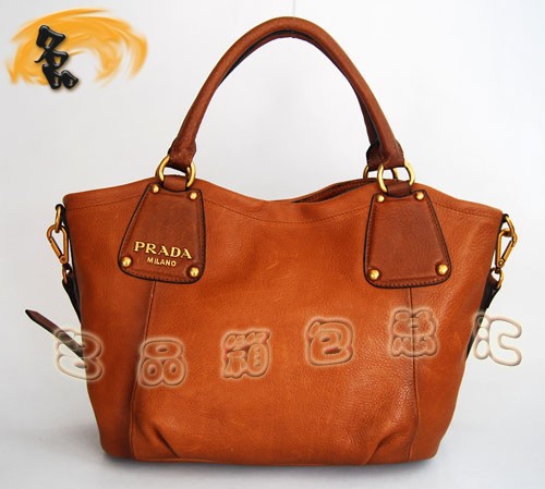 80057 正品品質(zhì) Prada新款全皮斜挎包 普拉達(dá)手提包 Prada女包 淺啡色