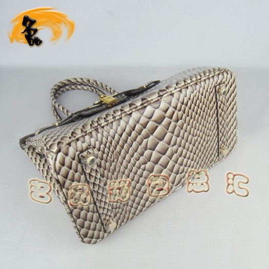 6088 Hermes Birkin 鉑金包 30cm 魚(yú)紋手提包 Hermes女包 灰色金扣