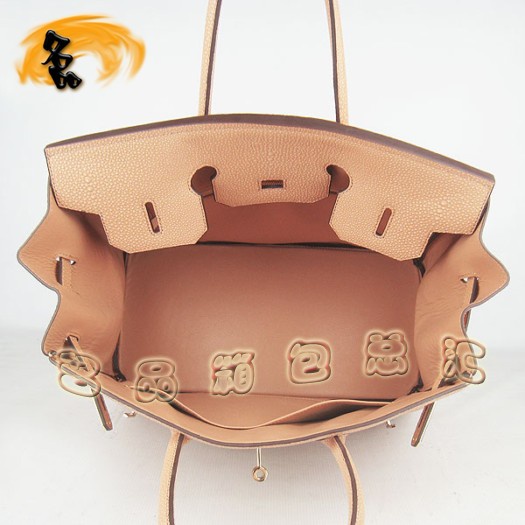 6089 Hermes 35 Birkin 珍珠紋女包 Hermes手提包 Birkin 鉑金包 杏色金扣