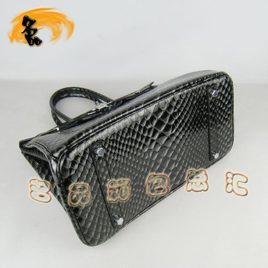 6089 Hermes新款魚紋女士手提包 Hermes Birkin 鉑金包 35 Birkin 黑色銀扣