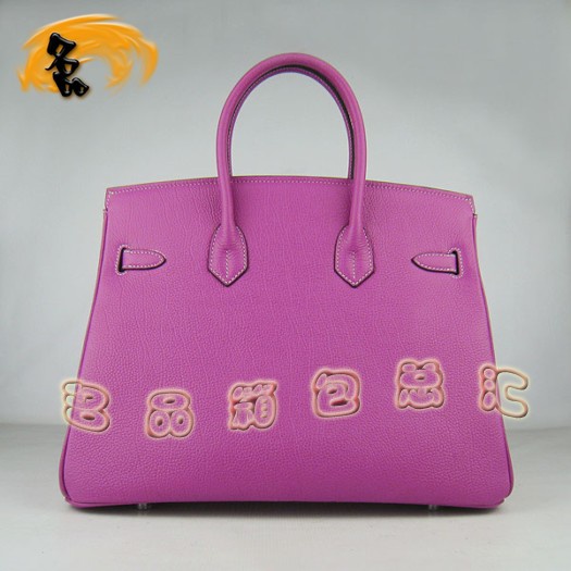 6089 Hermes 35 Birkin 牛頸紋手提包 Hermes女包 Hermes Birkin 鉑金包 桃紅色銀扣