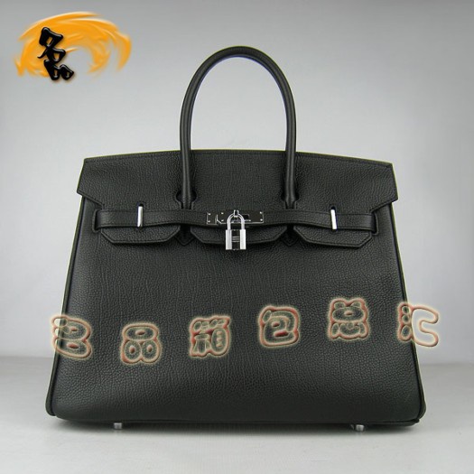 6089 Hermes 35 Birkin 牛頸紋手提包 Hermes女包 Hermes Birkin 鉑金包 黑色銀扣