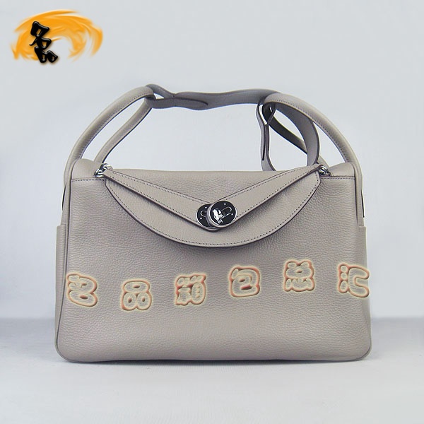 6208 Hermes Lindy系列 Hermes單肩包 女包 Hermes 手提包荔枝紋 灰色
