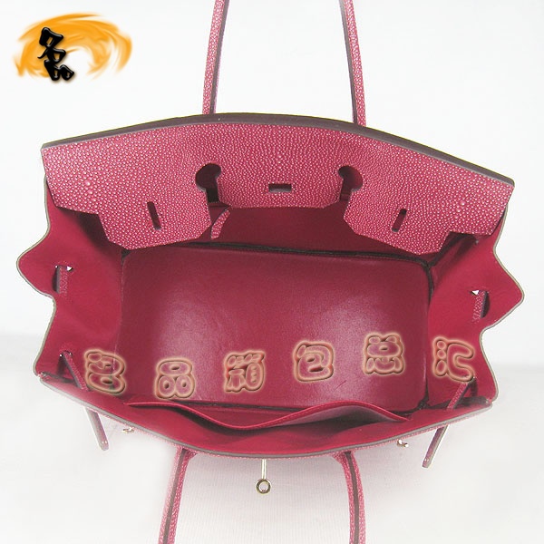 6089 Hermes Birkin 鉑金包 愛馬仕最新款珍珠紋手提包 35 Hermes女包 紅色金扣