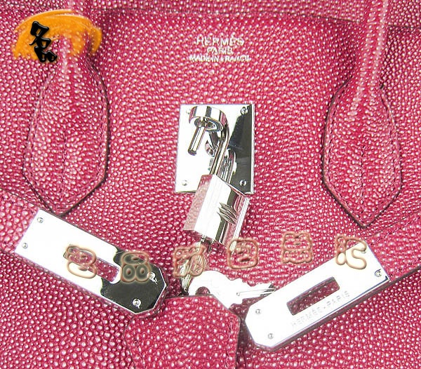 6089 Hermes Birkin 鉑金包 愛馬仕最新款珍珠紋手提包 35 Hermes女包 紅色銀扣