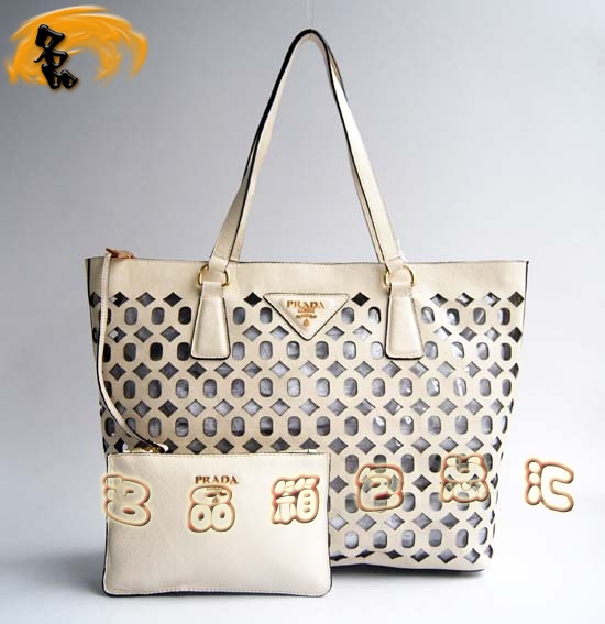 1020 Prada 最新款 時尚休閑女士單肩包 Prada女包 原版一比一品質(zhì) 米白色