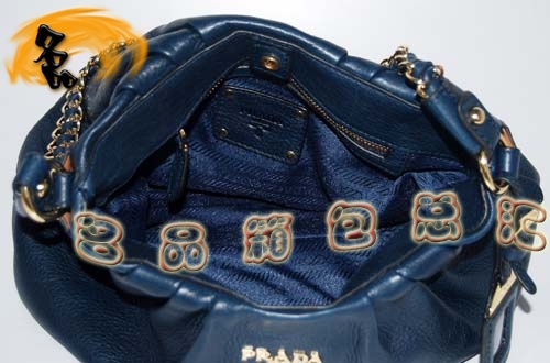 80060 原版一比一品質 Prada最新款 進口高檔牛皮時尚女包 Prada單肩包 深藍色