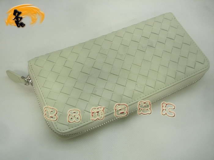 08621 Bottega Veneta經(jīng)典款羊皮編織女包 Bottega Veneta時尚女士長款錢包 米白色