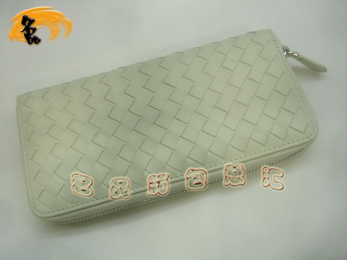08621 Bottega Veneta經(jīng)典款羊皮編織女包 Bottega Veneta時尚女士長款錢包 米白色