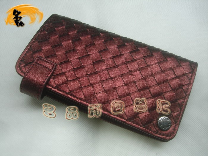 08859 Bottega Veneta羊皮手工編織卡包 BV卡夾 Bottega Veneta長款錢包 棗紅色
