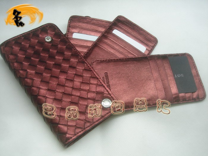 08859 Bottega Veneta羊皮手工編織卡包 BV卡夾 Bottega Veneta長款錢包 棗紅色