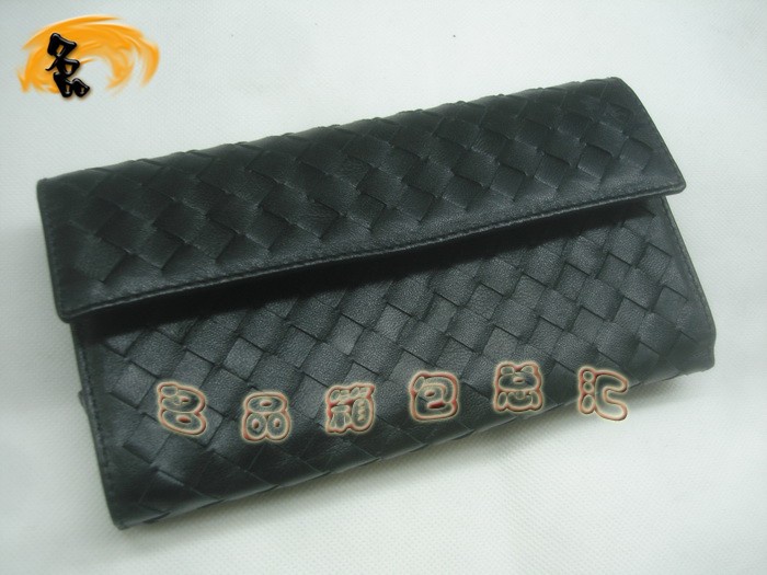 08799 Bottega Veneta經典羊皮編織工藝 寶緹嘉錢包 BV錢夾 Bottega長款錢包 黑色