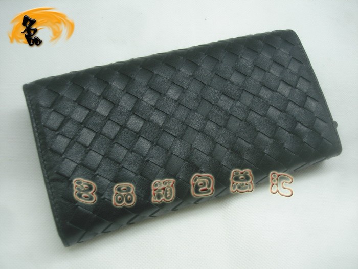 08799 Bottega Veneta經典羊皮編織工藝 寶緹嘉錢包 BV錢夾 Bottega長款錢包 黑色