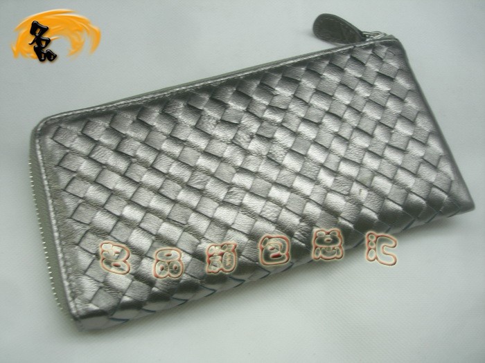 08832 Bottega Veneta羊皮手工編織錢包 BV女包 Bottega Veneta長款錢包 古銀色