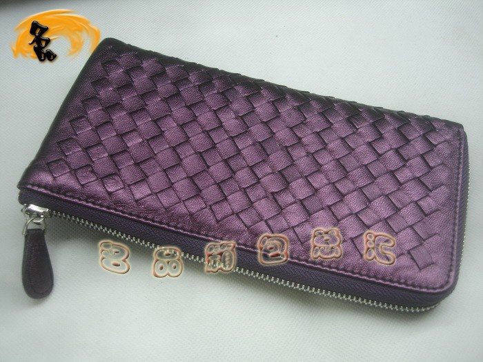 08832 Bottega Veneta羊皮手工編織錢包 BV女包 Bottega Veneta長(zhǎng)款錢包 紫色