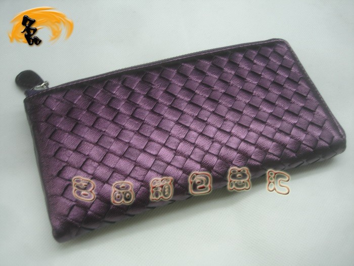 08832 Bottega Veneta羊皮手工編織錢包 BV女包 Bottega Veneta長(zhǎng)款錢包 紫色