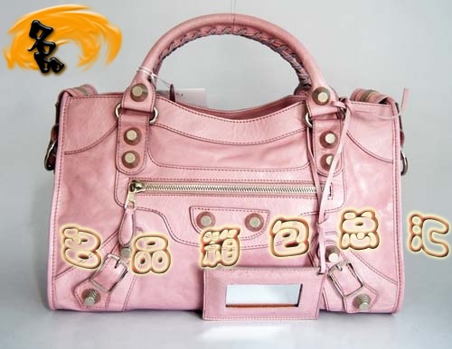 084332A 一比一品質(zhì) 經(jīng)典款機車包 巴黎世家單肩包 Balenciaga手提包 女包 淺粉色