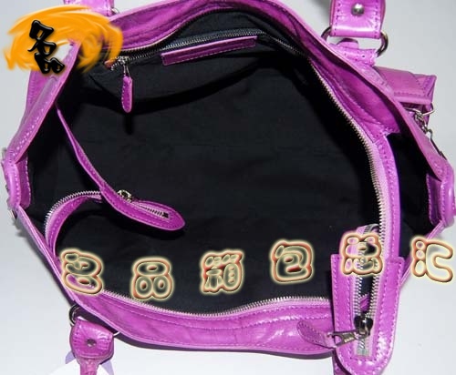 084828 Balenciaga皮釘花邊牛皮時(shí)尚休閑女包 巴黎世家最新款手提包 女包 粉紫色