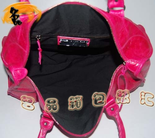 084324 Balenciaga單肩包 Balenciaga羊皮女包 機(jī)車包 巴黎世家手提包 桃紅色