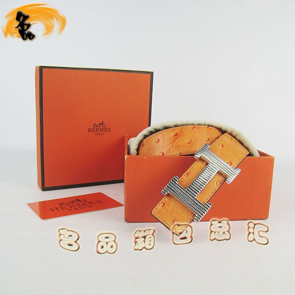 406 最新款 愛(ài)馬仕女款皮帶 Hermes皮帶 Hermes腰帶 鴕鳥(niǎo)紋橙配桃紅 銀扣3cm