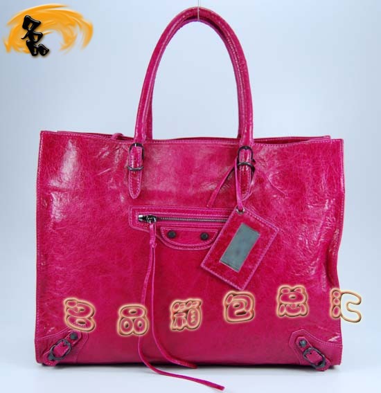 08472 Balenciaga機(jī)車包 單肩包 進(jìn)口羊皮時(shí)尚休閑女包 巴黎世家手提包 桃紅色