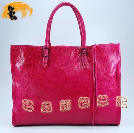 08472 Balenciaga機(jī)車包 單肩包 進(jìn)口羊皮時(shí)尚休閑女包 巴黎世家手提包 桃紅色