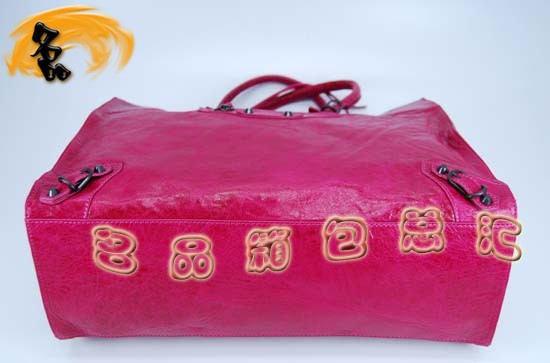 08472 Balenciaga機(jī)車包 單肩包 進(jìn)口羊皮時(shí)尚休閑女包 巴黎世家手提包 桃紅色