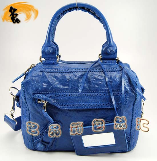 08480 Balenciaga女包 手提包 巴黎世家單肩包 進口羊皮時尚休閑女包 藍色