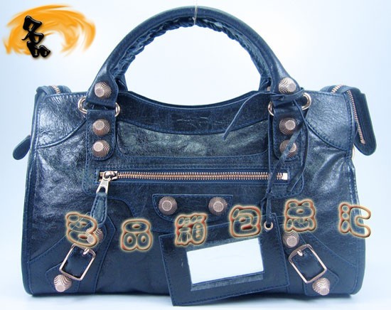 084332B Balenciaga女包 巴黎世家手提包 單肩包 進口羊皮時尚休閑女包 海軍藍色