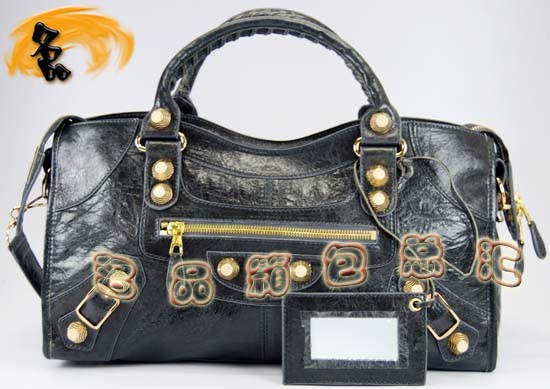 084328B Balenciaga女包 手提包 巴黎世家單肩包 進口羊皮時尚休閑女包 深灰色