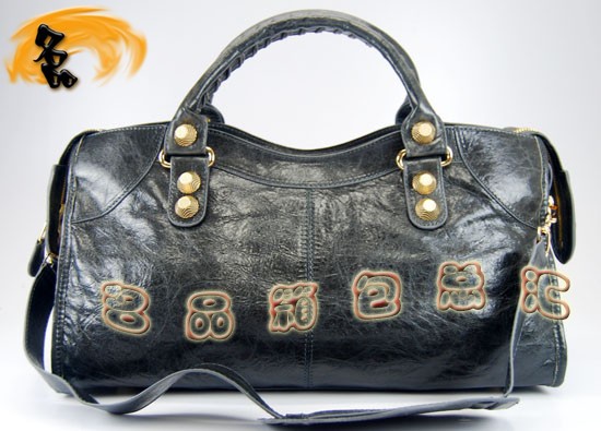 084328B Balenciaga女包 手提包 巴黎世家單肩包 進口羊皮時尚休閑女包 深灰色