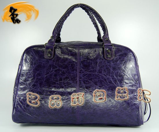 084355 Balenciaga女包 進口羊皮時尚休閑女包 手提包 巴黎世家手提包 深紫色