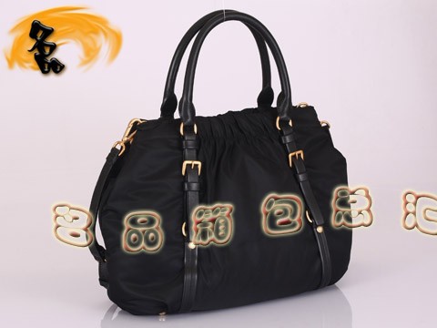 BN1773 Prada女包 防水尼龍帆布斜挎包 Prada手提包 普拉達帆布包 黑色