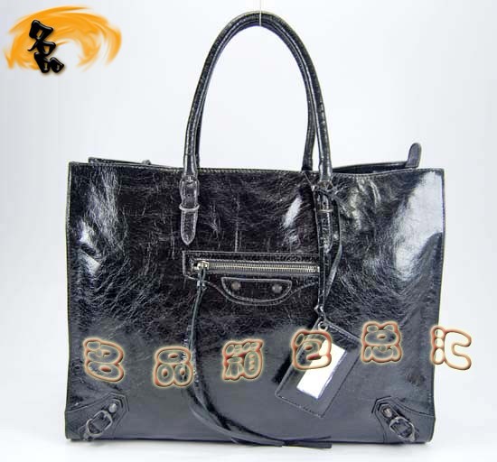 08472 巴黎世家機車包 巴黎世家進口牛皮單肩包 Balenciaga手提包 女包 黑色